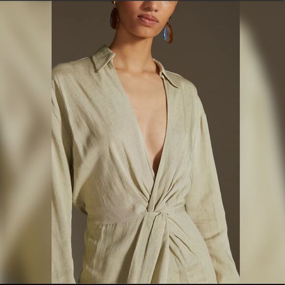 Anthropologie - V-Neck Knot Front Midi Dress size 8 - Picture 4 of 7